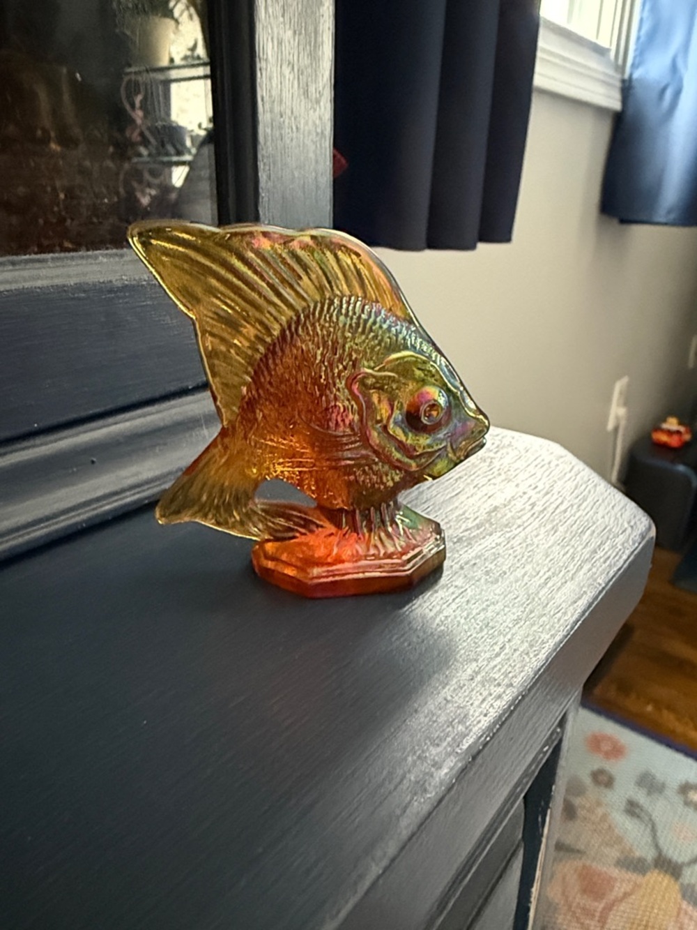 Fenton fish - carnival amber